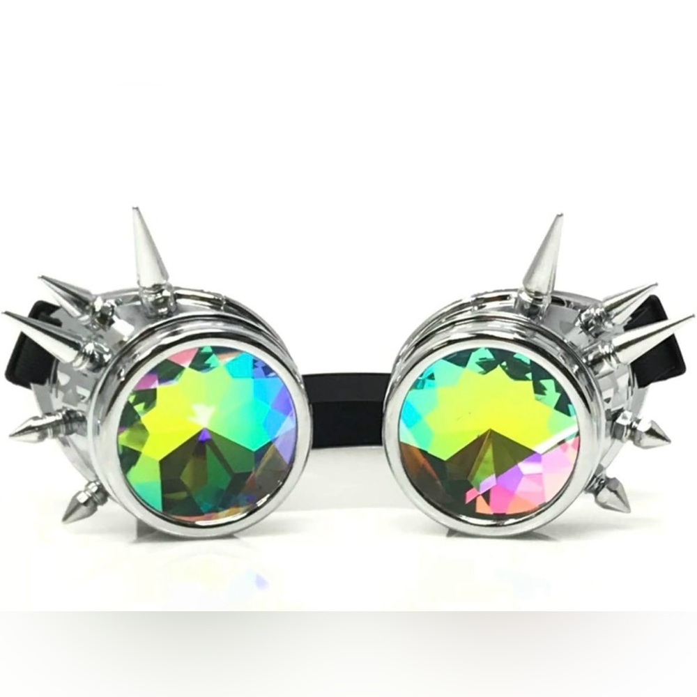 *NEW* 2 Pack Costume Rave Rainbow Kaleidoscope Steampunk Goggles / Glasses